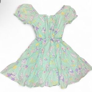Her Universe Mint Green Disney Character Puff-Sleeve Midi Dress